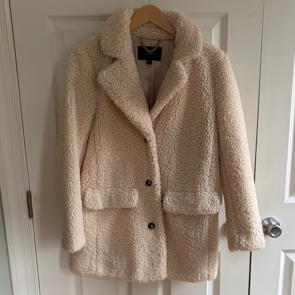 J. Crew Cream Sherpa Teddy Coat